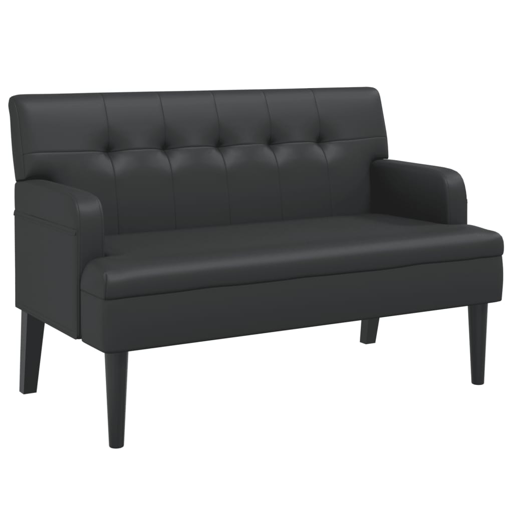 Bench with Backrest Black 112x65.5x75 cm Faux Leather