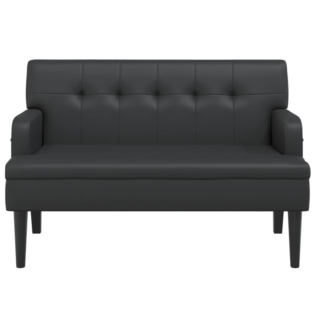 Bench with Backrest Black 112x65.5x75 cm Faux Leather