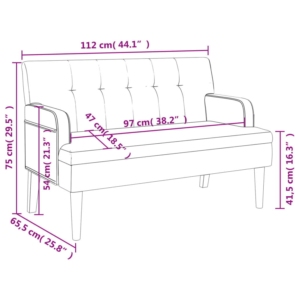 Bench With Backrest 112X65.5X75 Cm Faux Leather