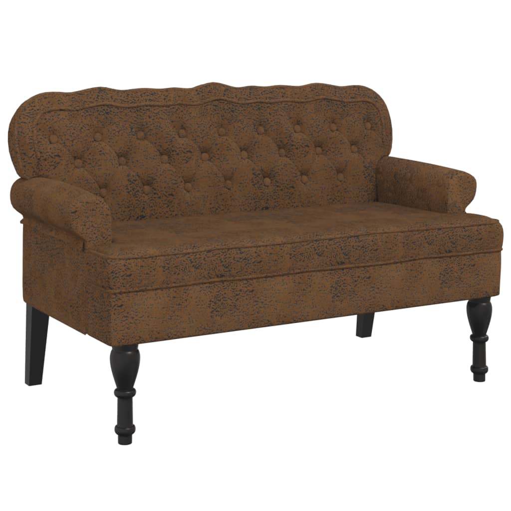 Bench With Backrest 119.5X64.5X75 Cm Faux Suede Leather