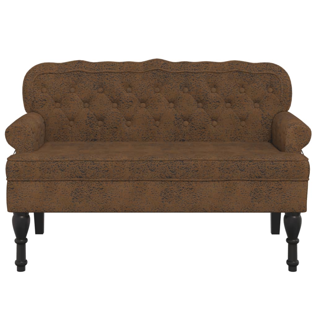 Bench With Backrest 119.5X64.5X75 Cm Faux Suede Leather