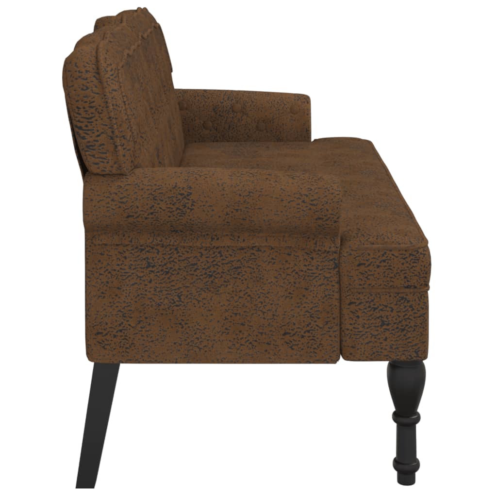 Bench With Backrest 119.5X64.5X75 Cm Faux Suede Leather