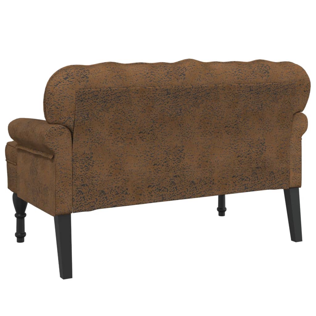 Bench With Backrest 119.5X64.5X75 Cm Faux Suede Leather