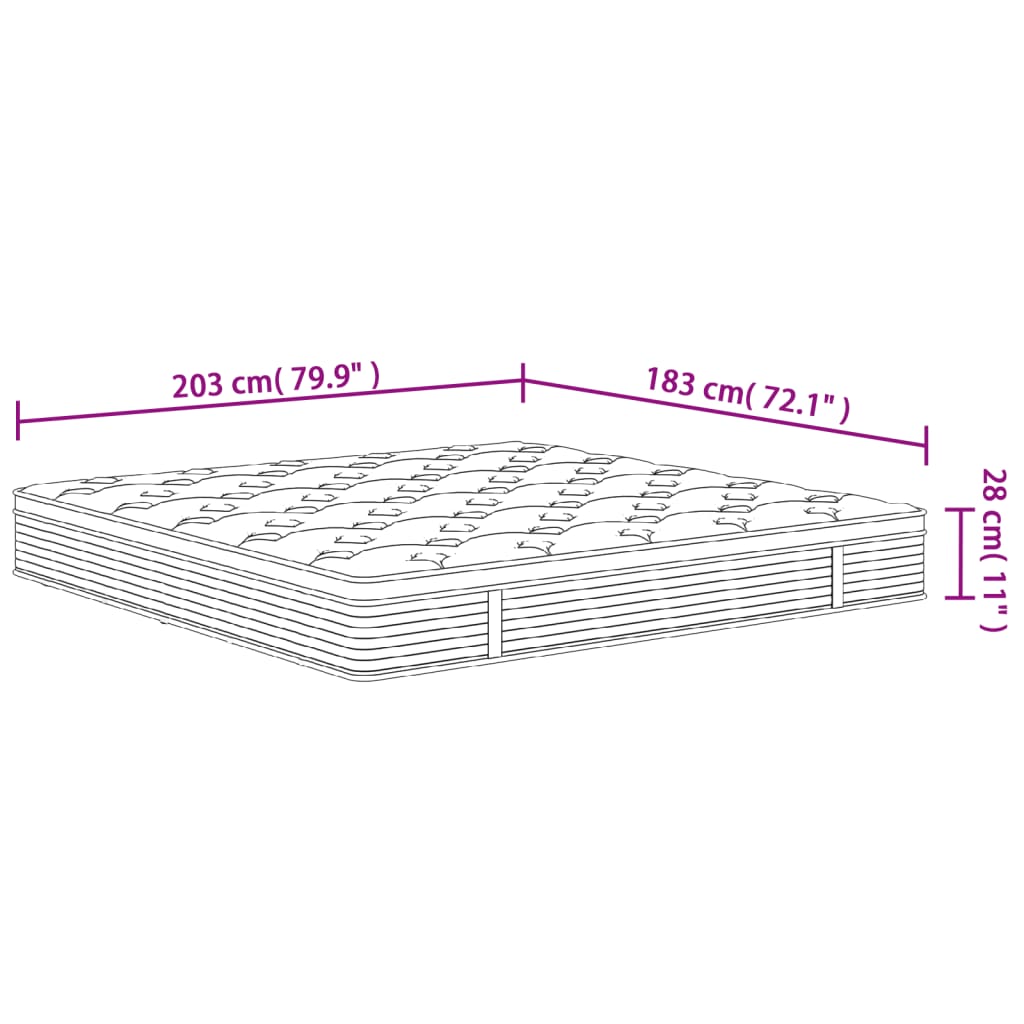 Pocket Spring Mattress Medium Plus 183X203 Cm King Size