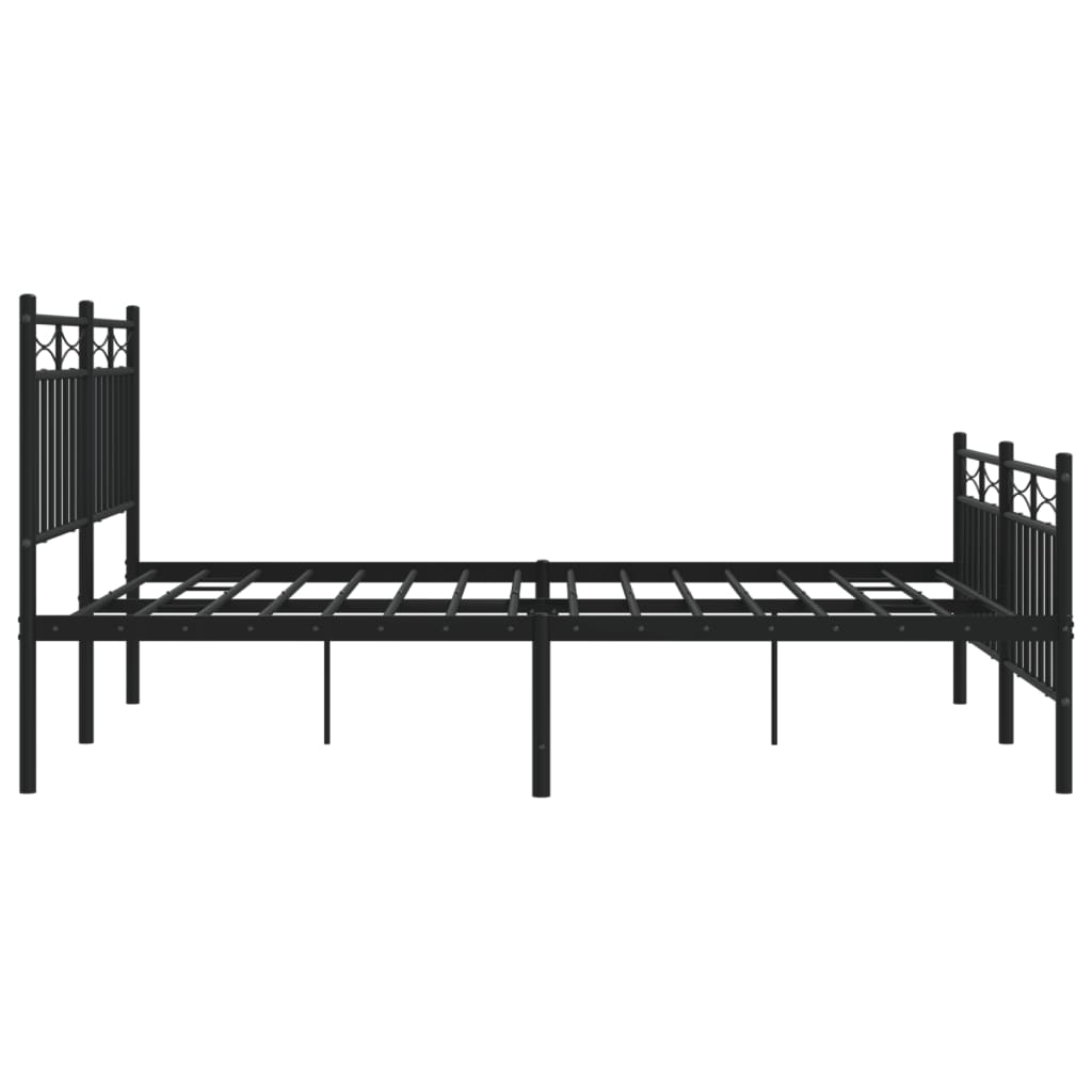 Metal Bed Frame with Headboard and Footboard Black 135x190 cm