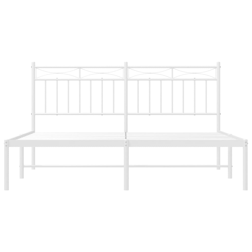 Metal Bed Frame with Headboard White 150x200 cm