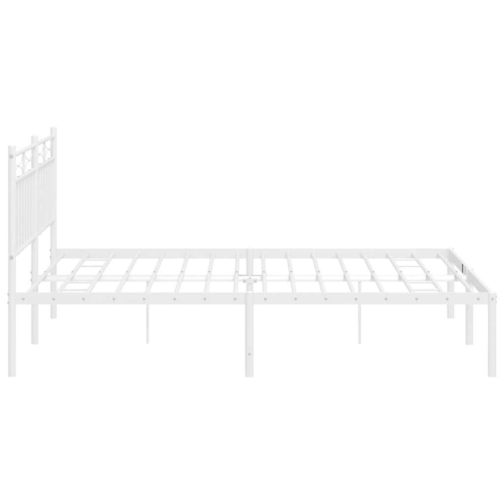 Metal Bed Frame with Headboard White 150x200 cm