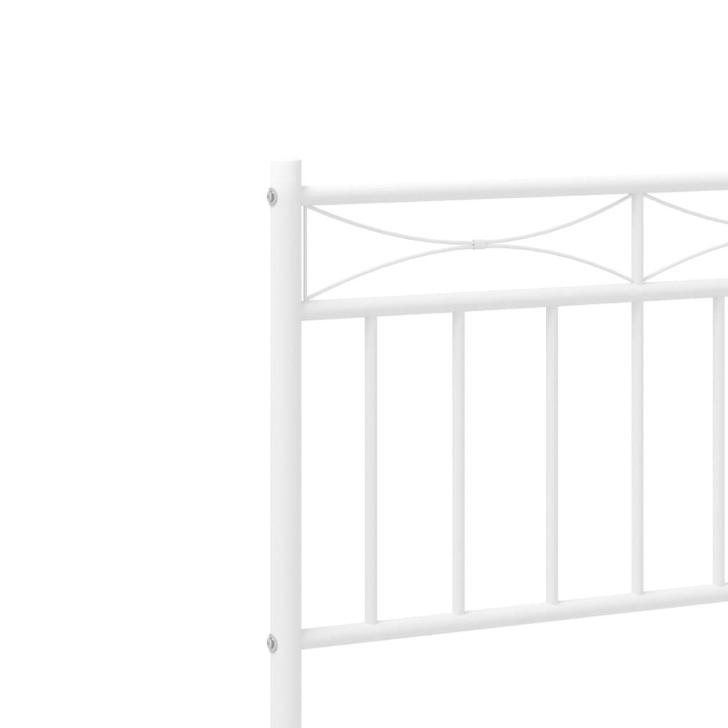 Metal Bed Frame with Headboard White 150x200 cm