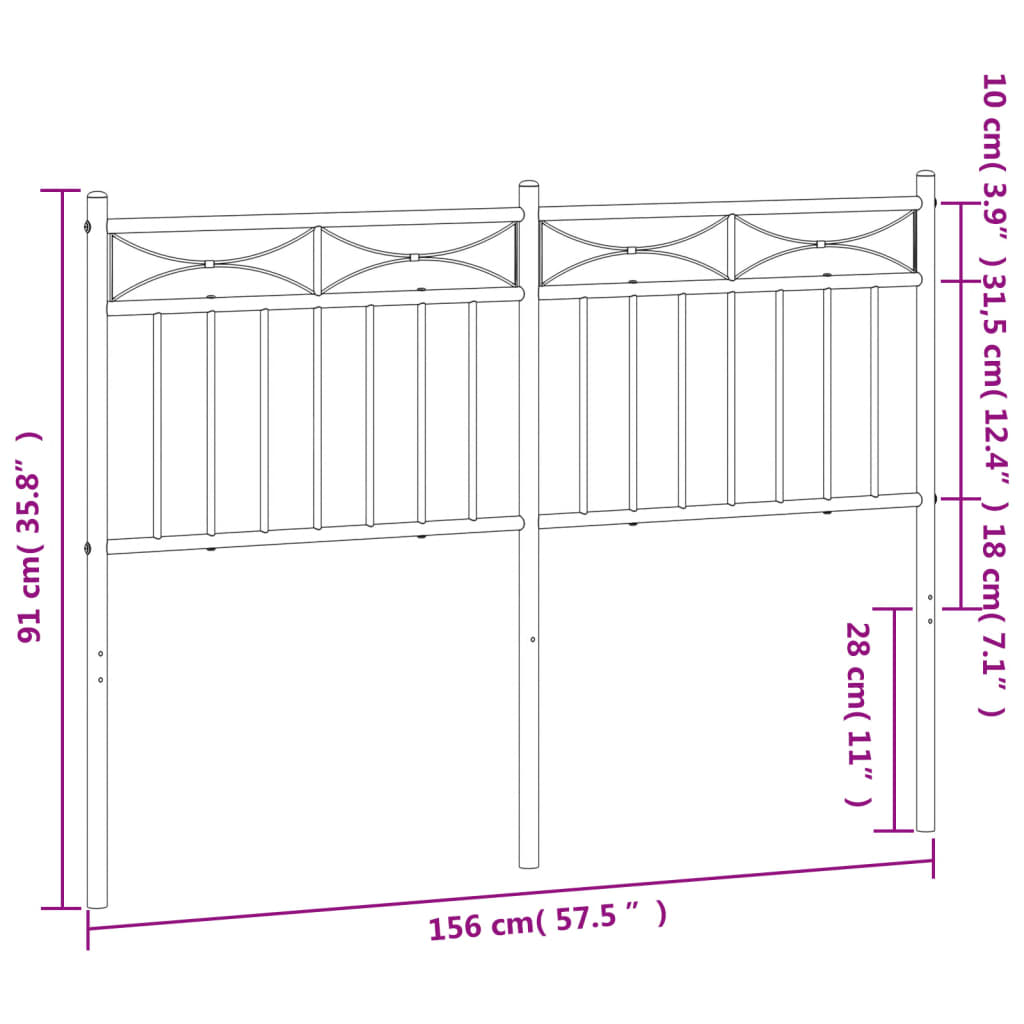 Metal Headboard White 152 cm