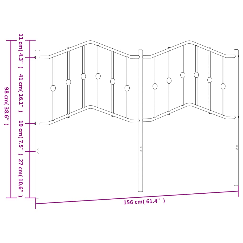 Metal Headboard Black 152 cm