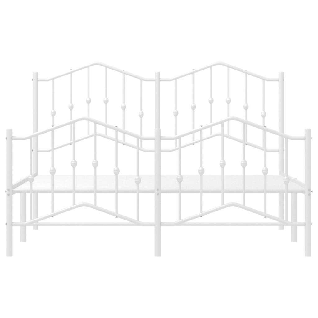 Metal Bed Frame with Headboard and Footboard White 135x190 cm