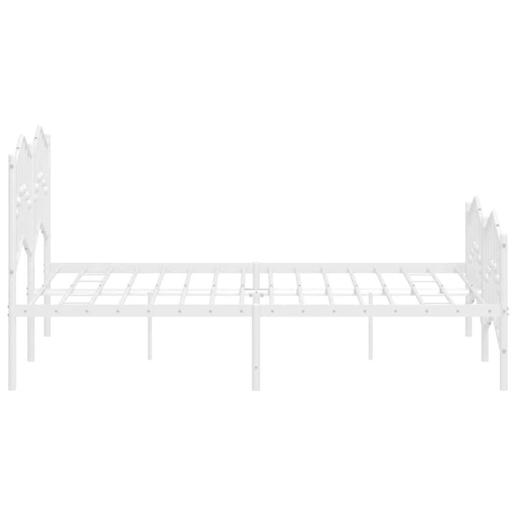 Metal Bed Frame with Headboard and Footboard White 135x190 cm