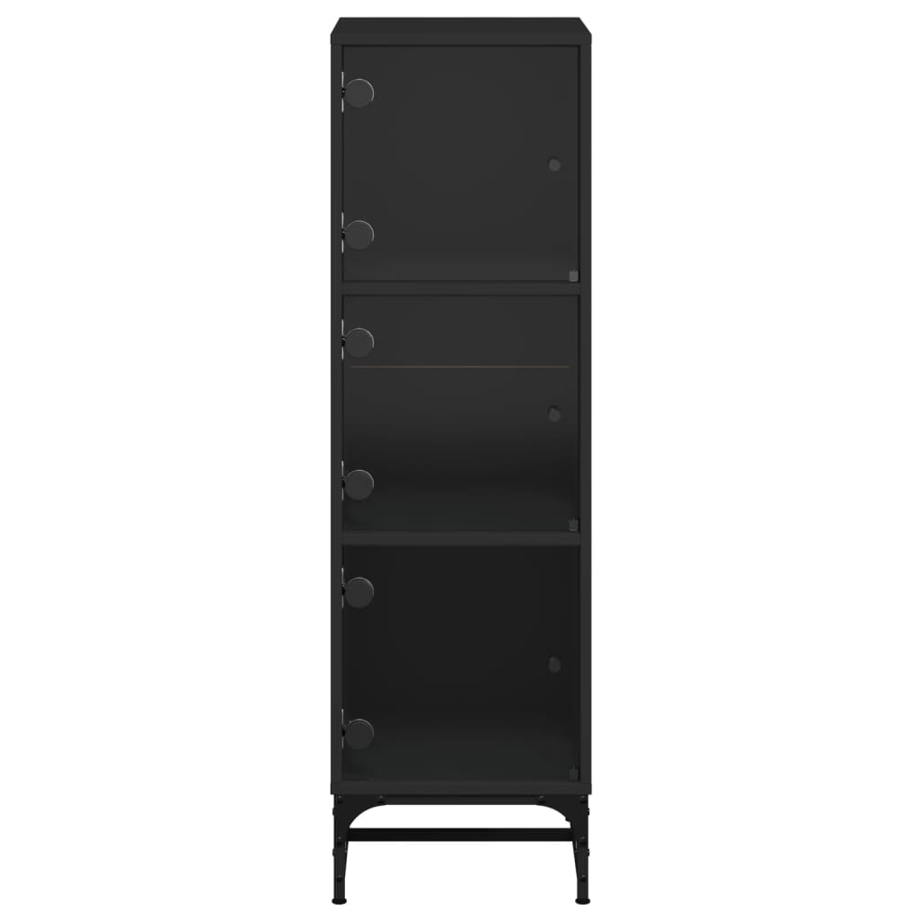 Highboard with Glass Doors Black 35x37x120 cm