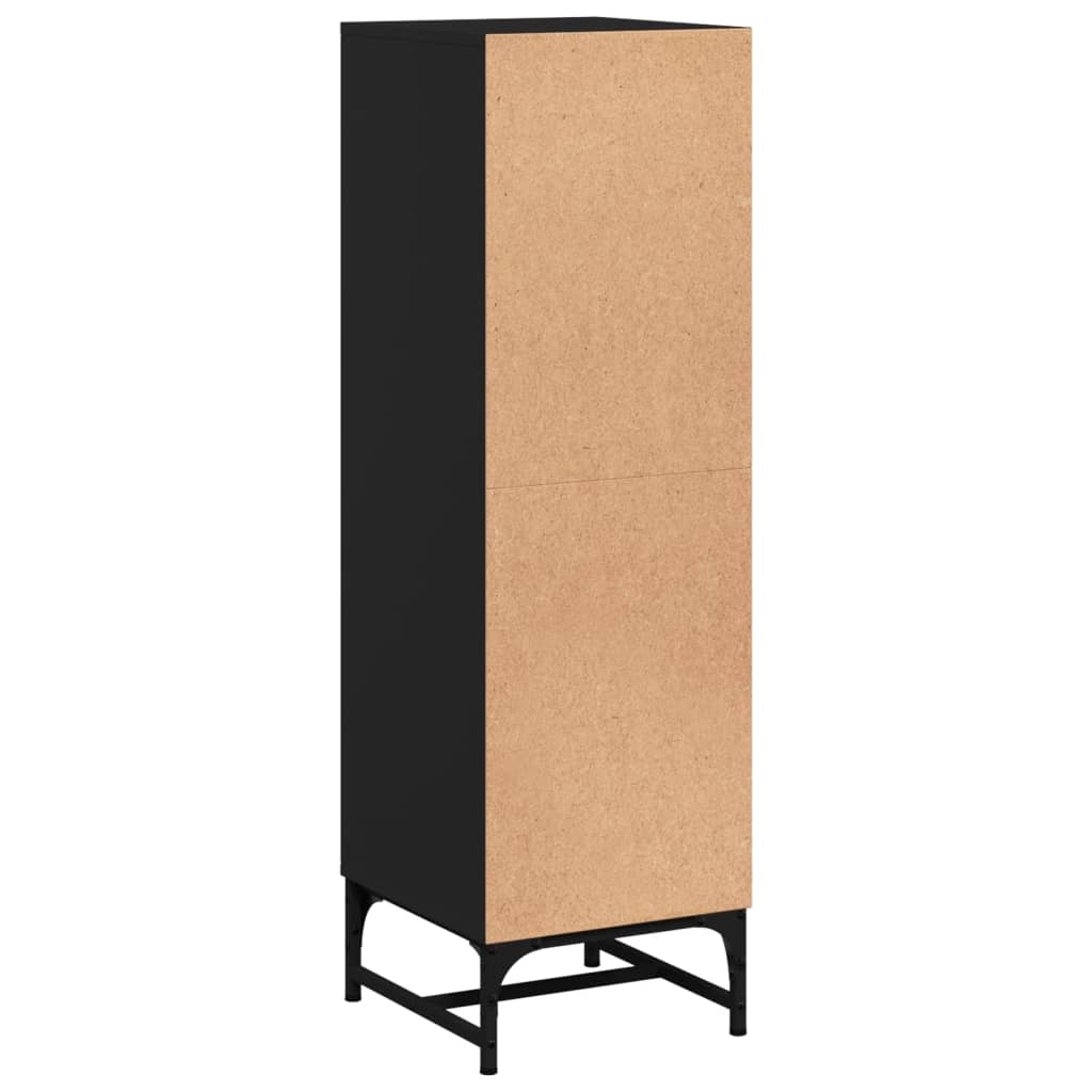 Highboard with Glass Doors Black 35x37x120 cm