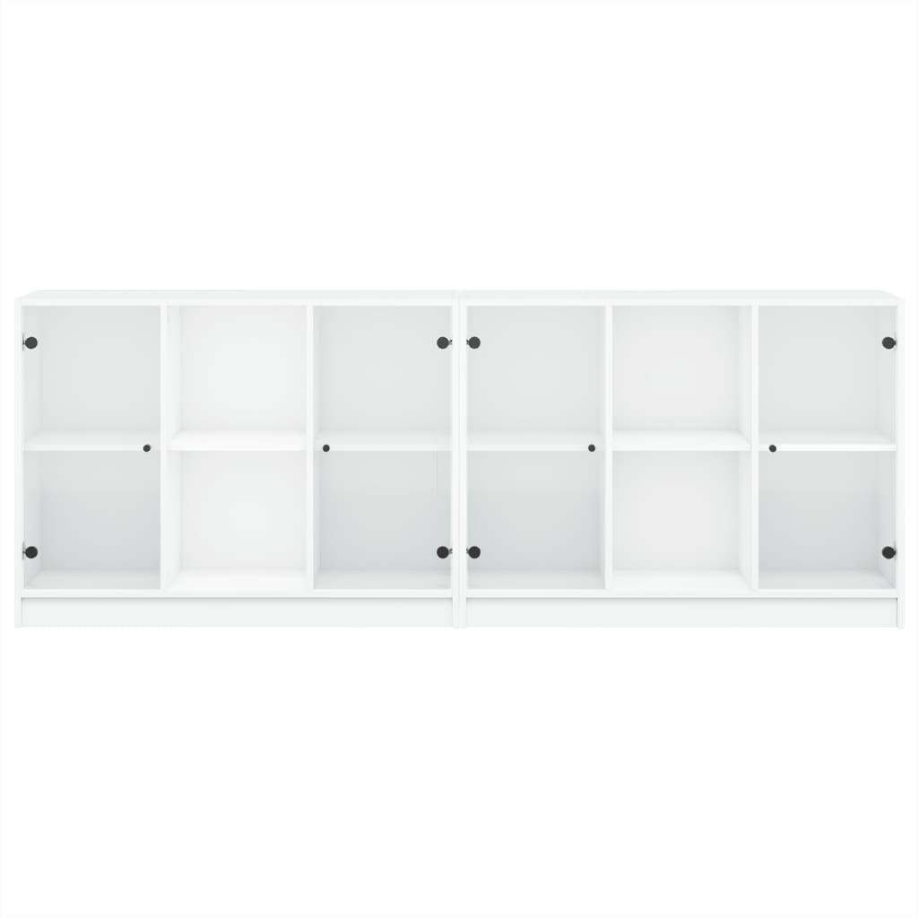 Bookcase with Doors White 204x37x75 cm Engineered Wood