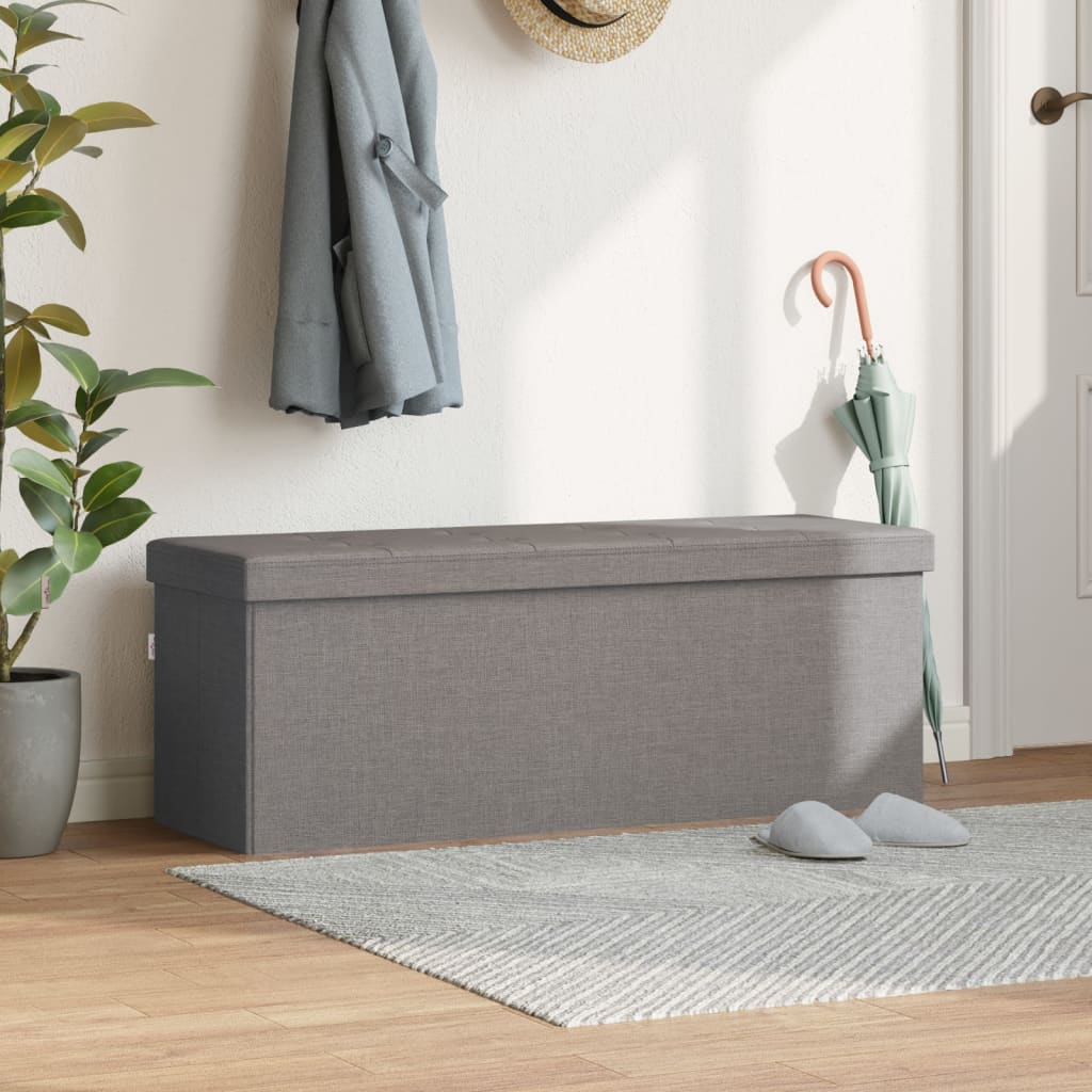 Storage Bench Foldable Faux Linen