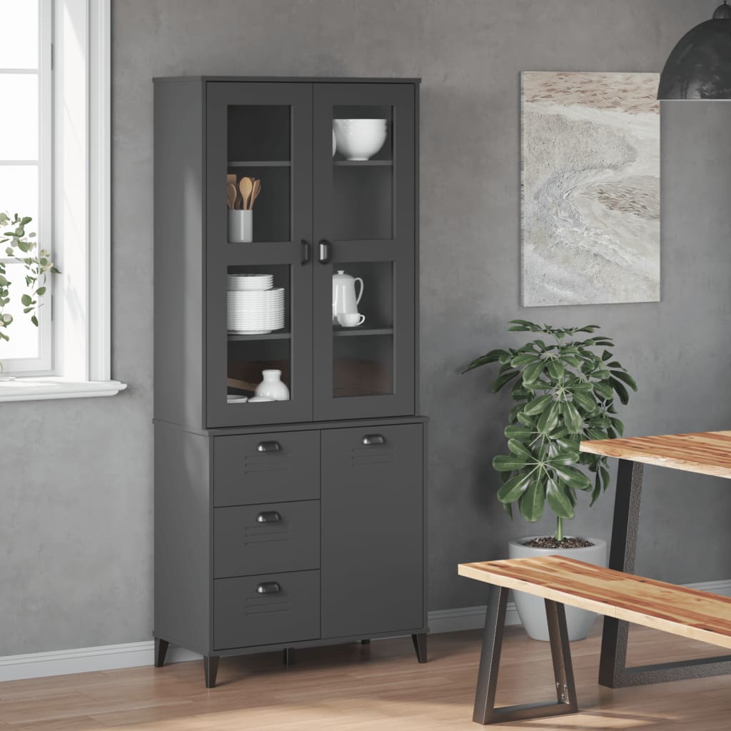 Highboard VIKEN Anthracite Grey 80x40x190 cm Solid Wood Pine