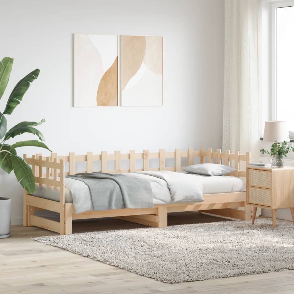 Pull-Out Day Bed 2X(92X187) Cm Single Size Solid Wood Pine