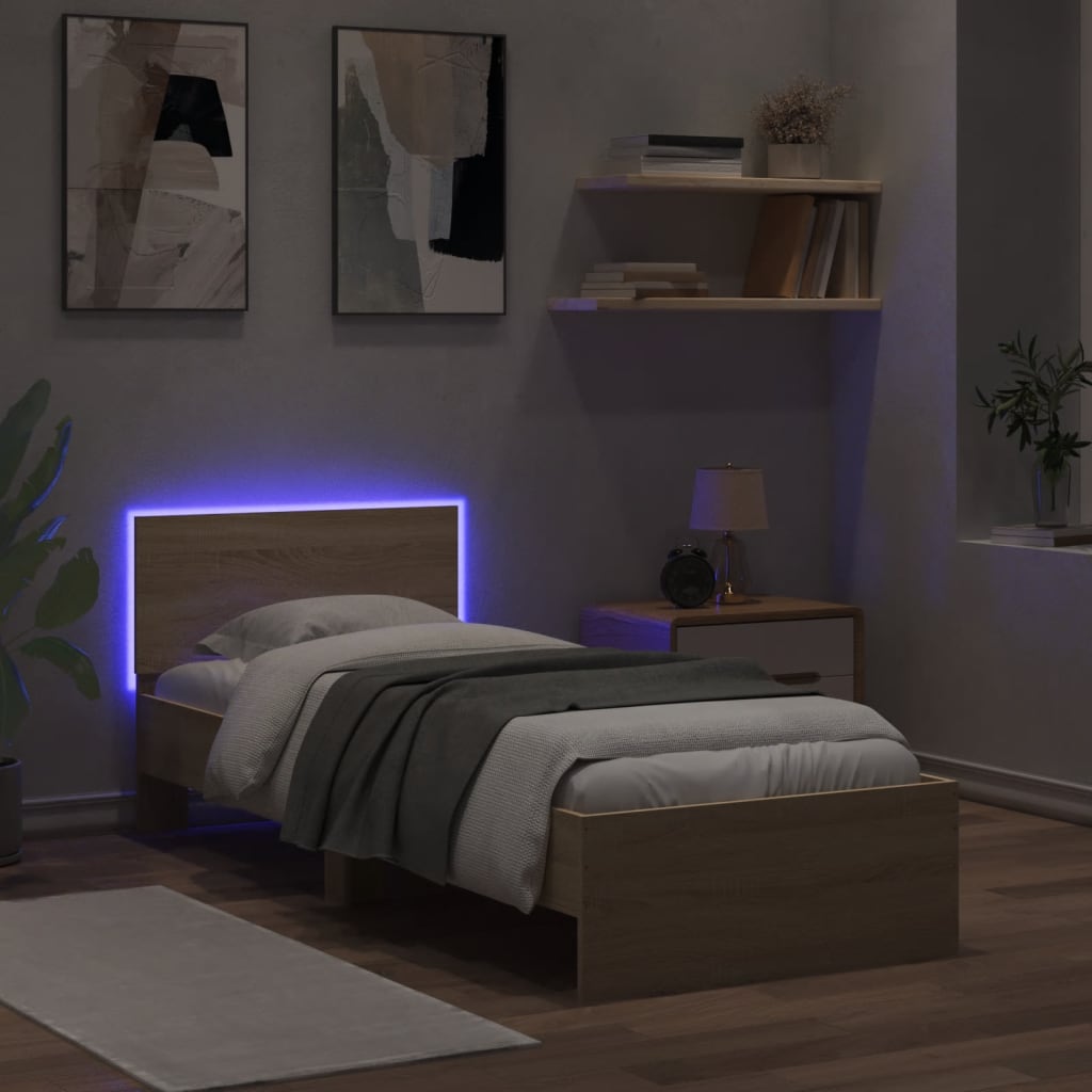 Bed Frame With Headboard And Led Lights