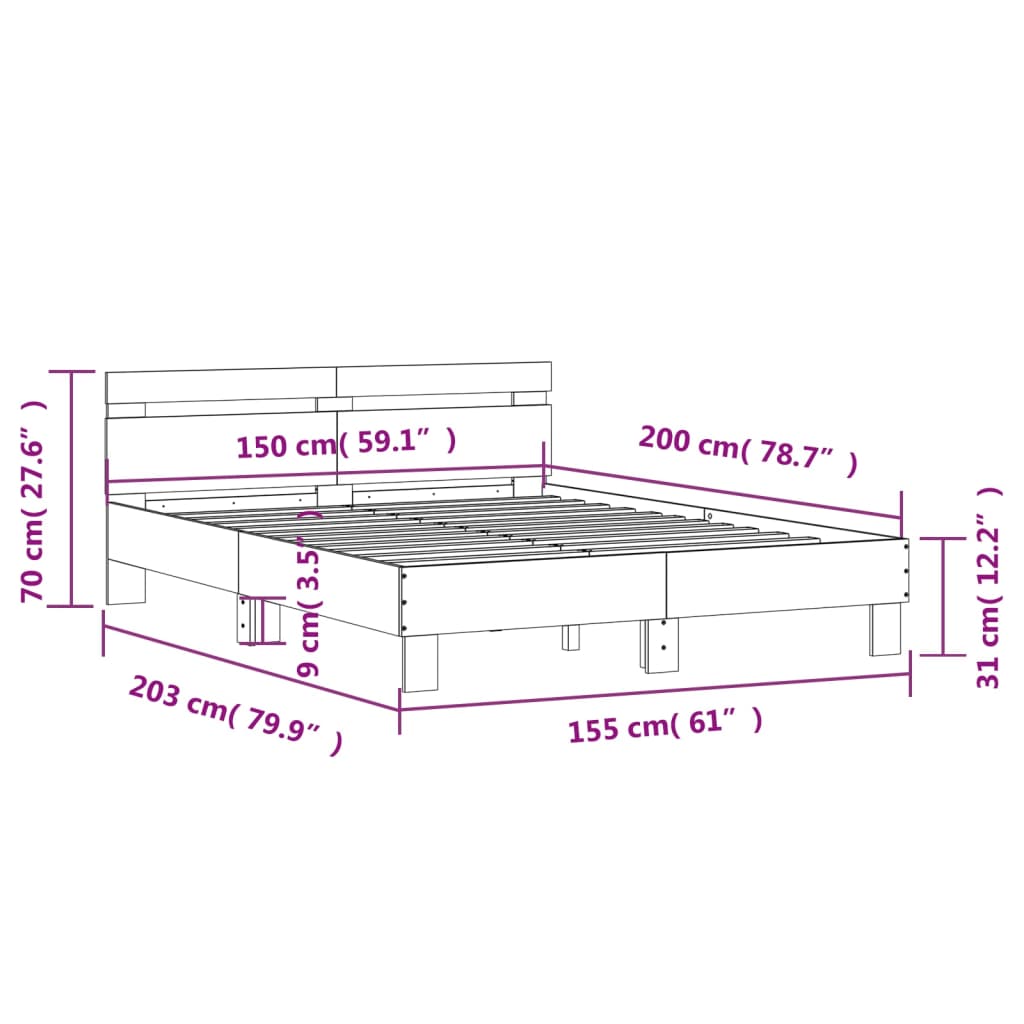 Bed Frame With Headboard Engineered Wood