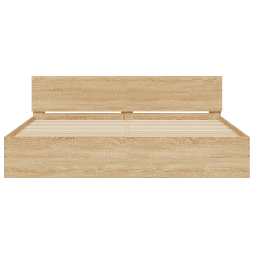 Bed Frame without Mattress Sonoma Oak 183x203 cm King