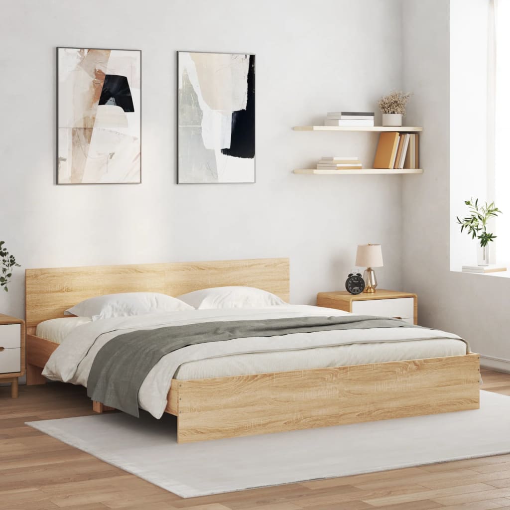 Bed Frame without Mattress Sonoma Oak 183x203 cm King