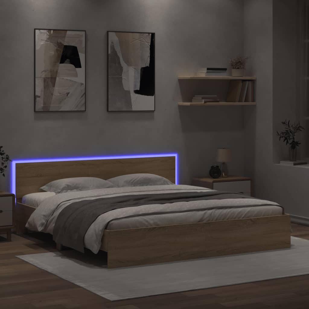 Bed Frame With Headboard And Led Lights