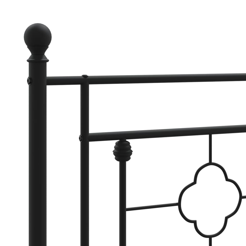 Metal Bed Frame with Headboard Black 107x203 cm