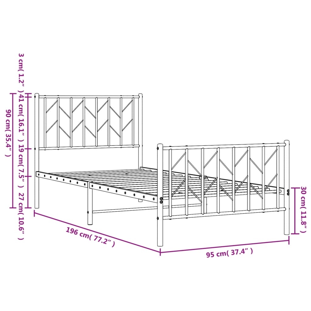 Metal Bed Frame With Headboard And Footboard 