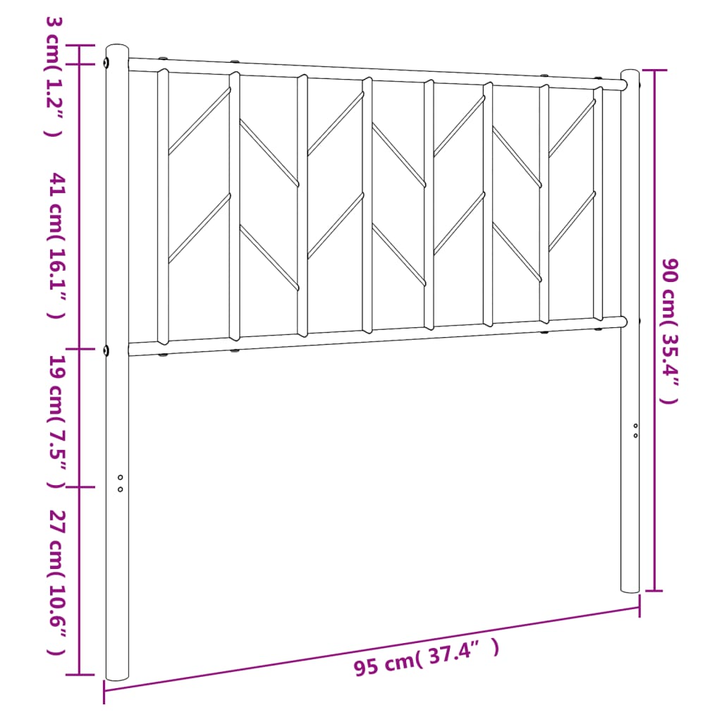 Metal Headboard White 90 cm