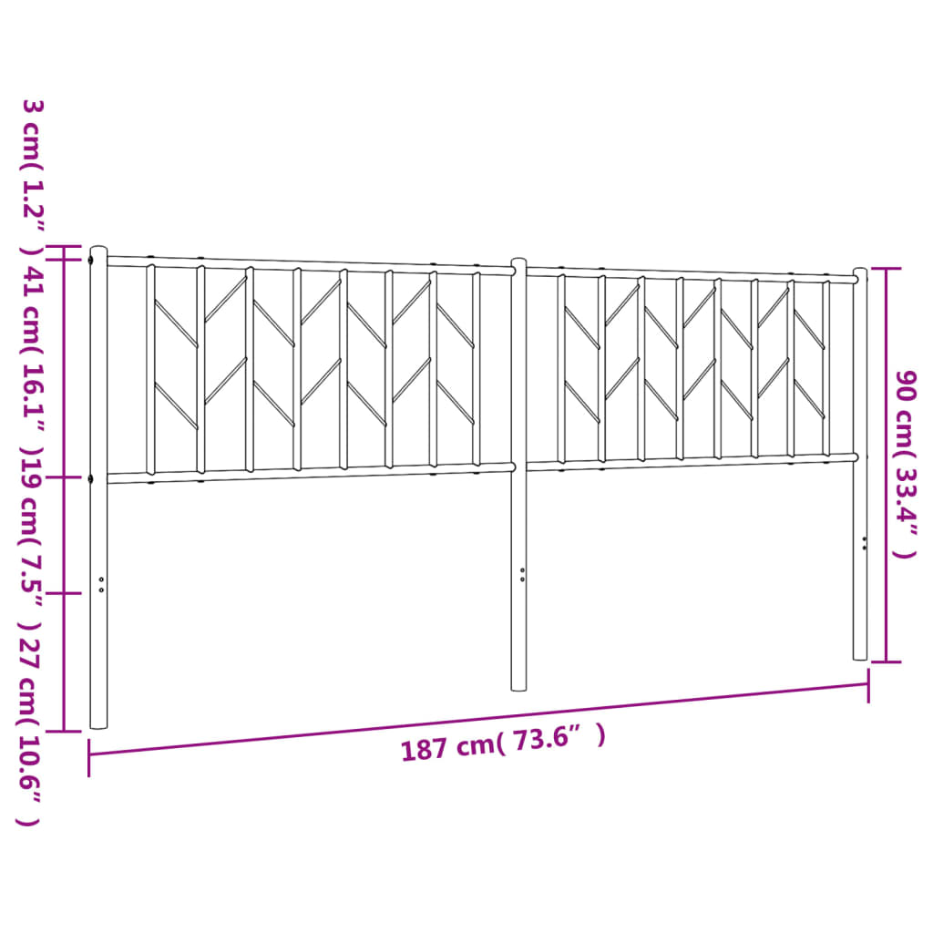 Metal Headboard White 183 cm