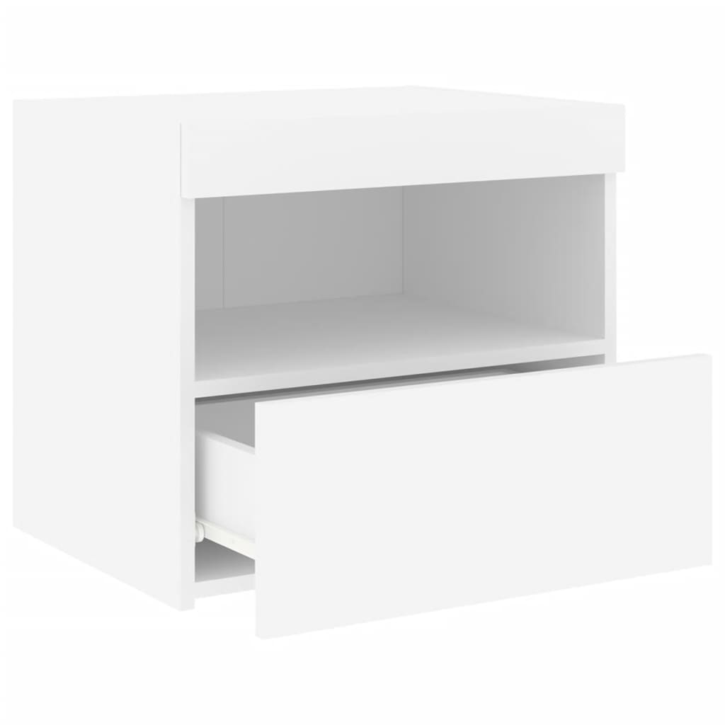 Bedside Cabinet with LED Lights White 50x40x45 cm