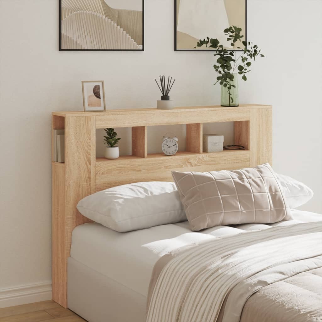 LED Headboard Sonoma Oak 140x18.5x103.5 cm Engineered Wood