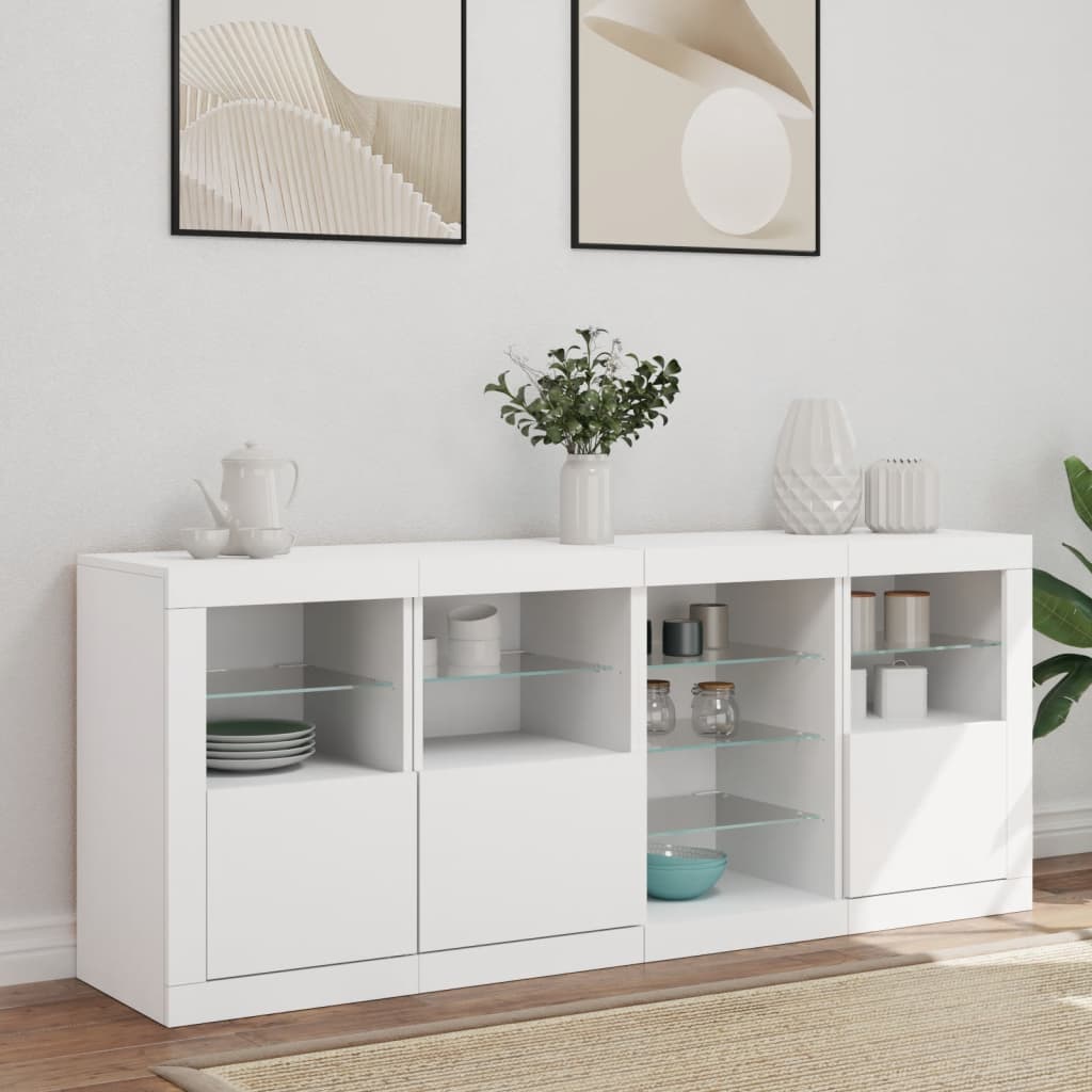 Sideboard with LED Lights White 164x37x67 cm