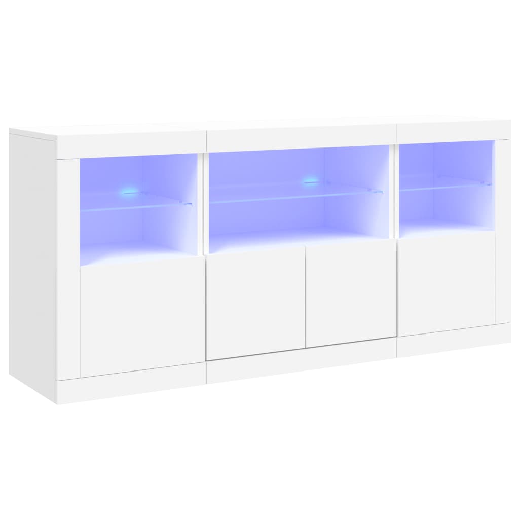 Sideboard with LED Lights White 142.5x37x67 cm