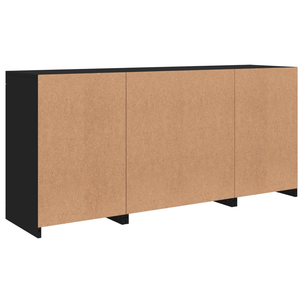 Sideboard with LED Lights Black 142.5x37x67 cm