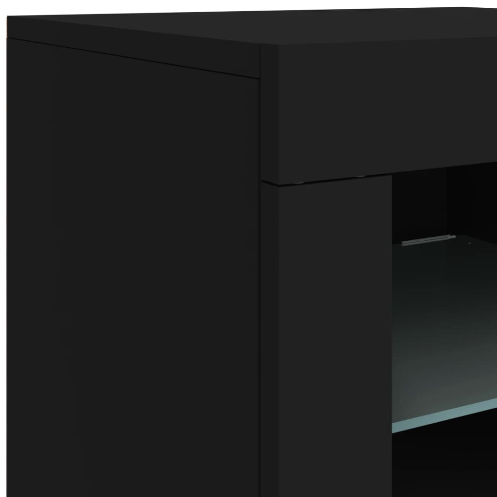 Sideboard with LED Lights Black 142.5x37x67 cm