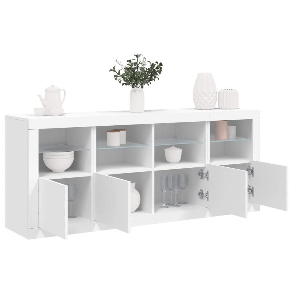 Sideboard with LED Lights White 163x37x67 cm