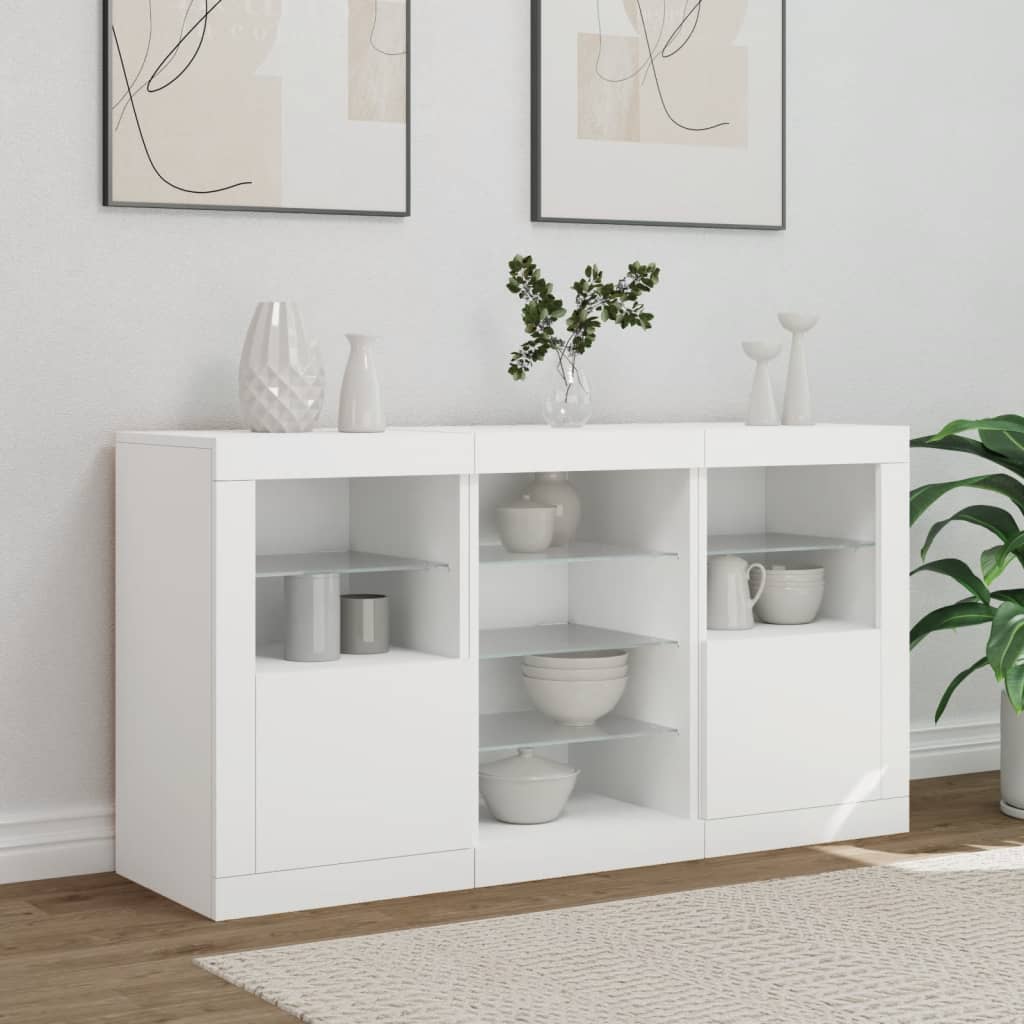 Sideboard with LED Lights White 123x37x67 cm