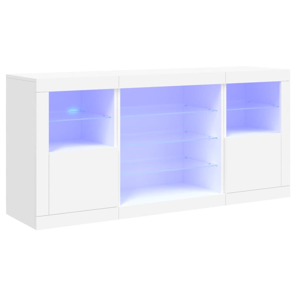 Sideboard with LED Lights White 142.5x37x67 cm