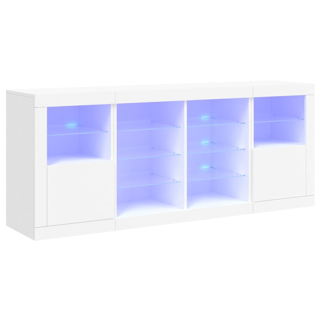 Sideboard with LED Lights White 163x37x67 cm