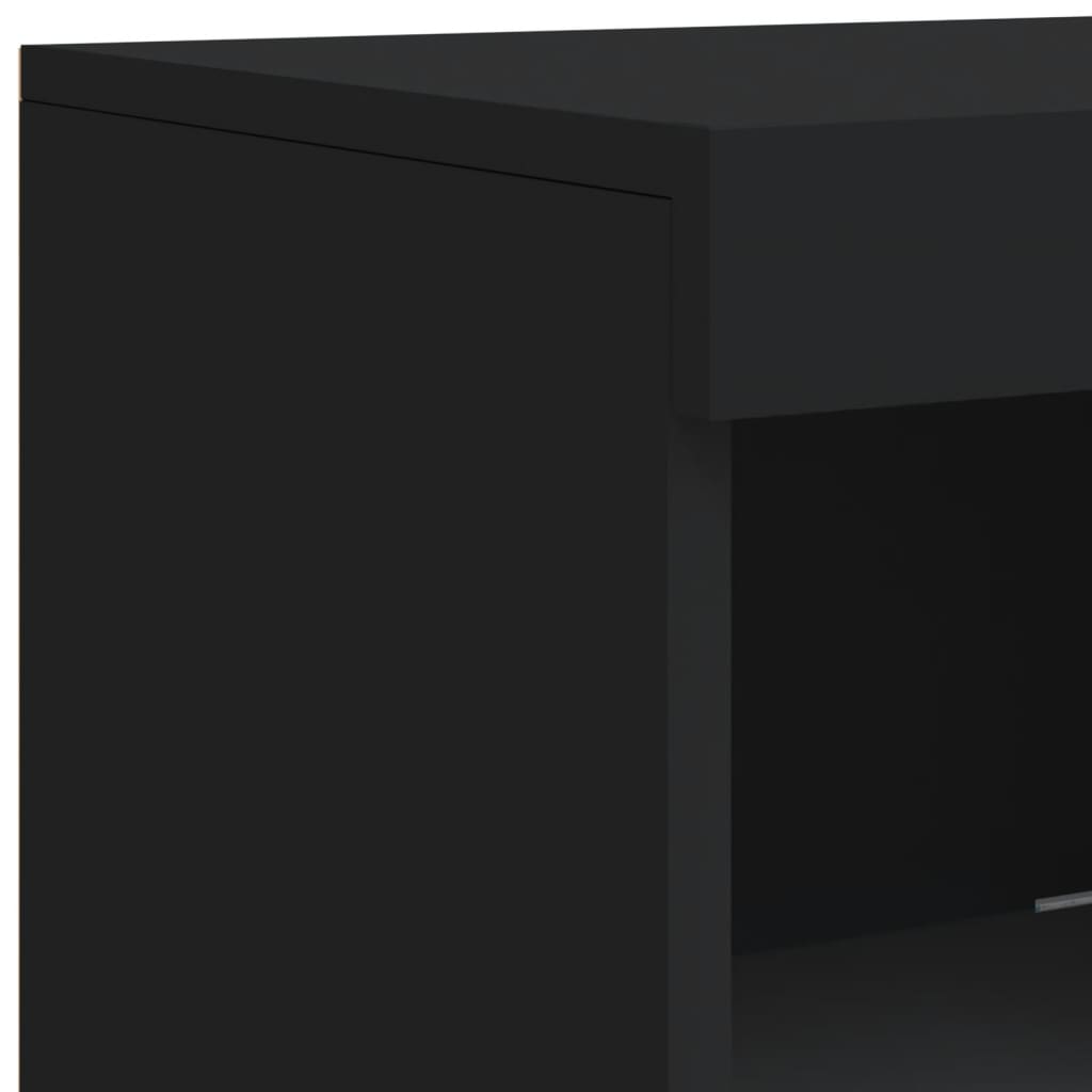 Sideboards with LED Lights 3 pcs Black Engineered Wood