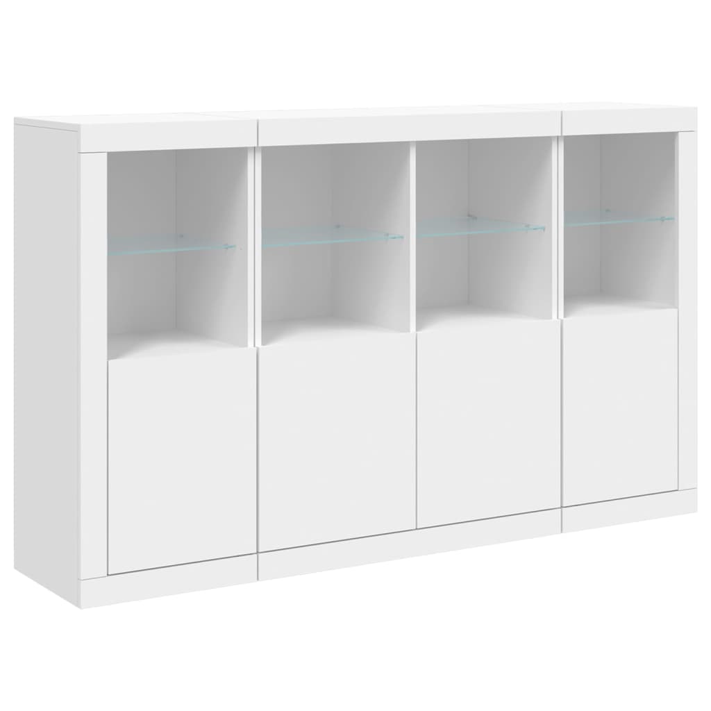 Sideboards with LED Lights 3 pcs White Engineered Wood