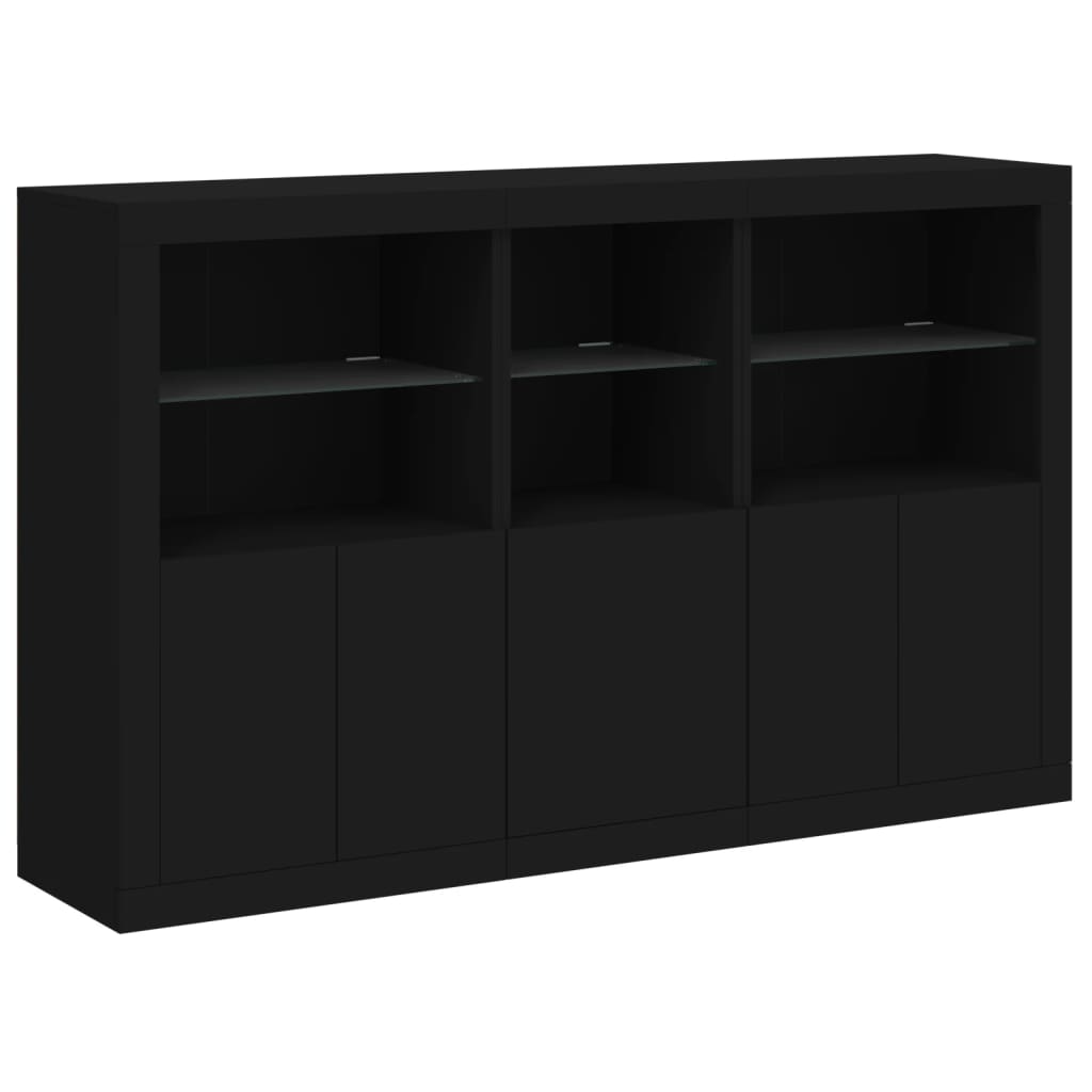 Sideboard with LED Lights Black 162x37x100 cm