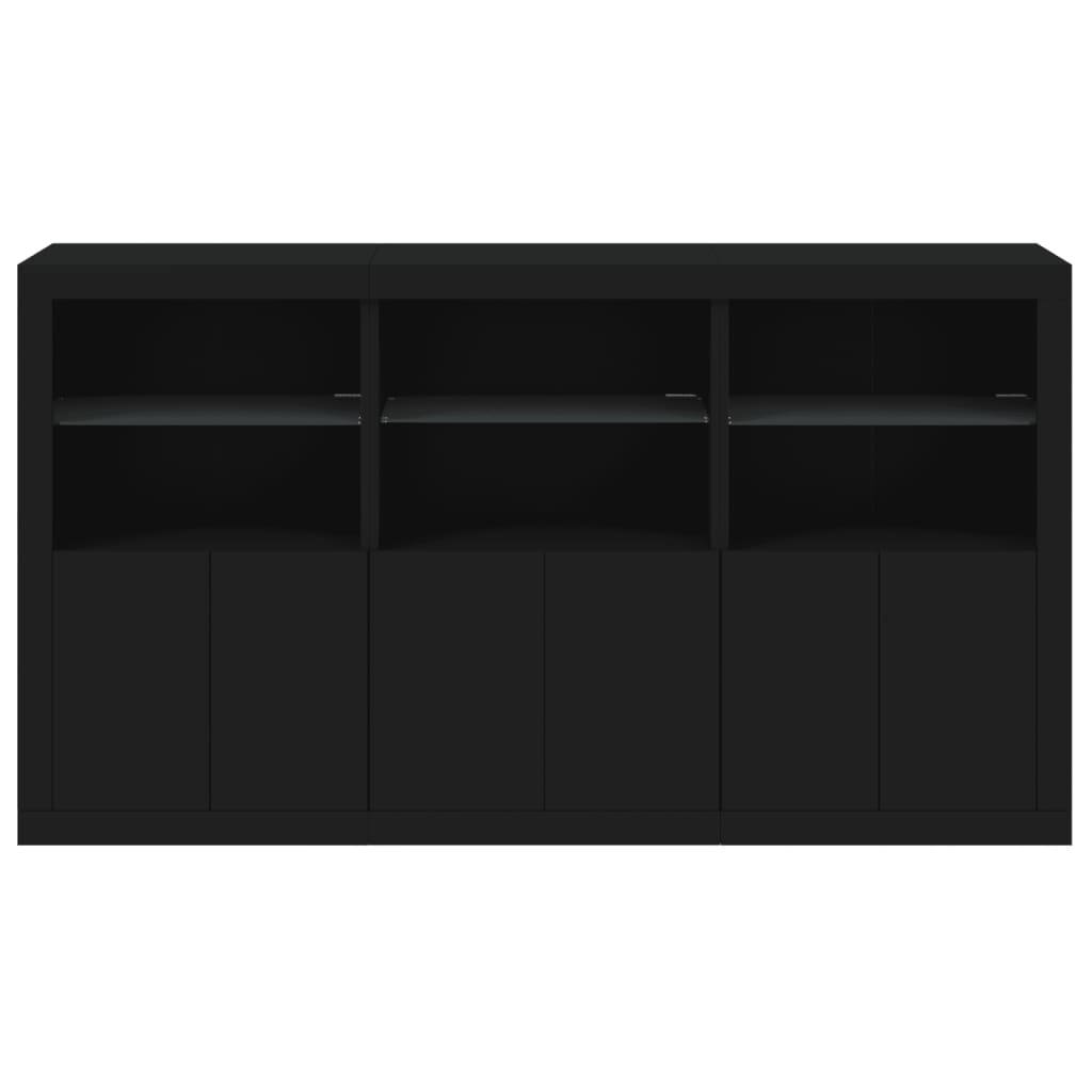 Sideboard with LED Lights Black 181.5x37x100 cm