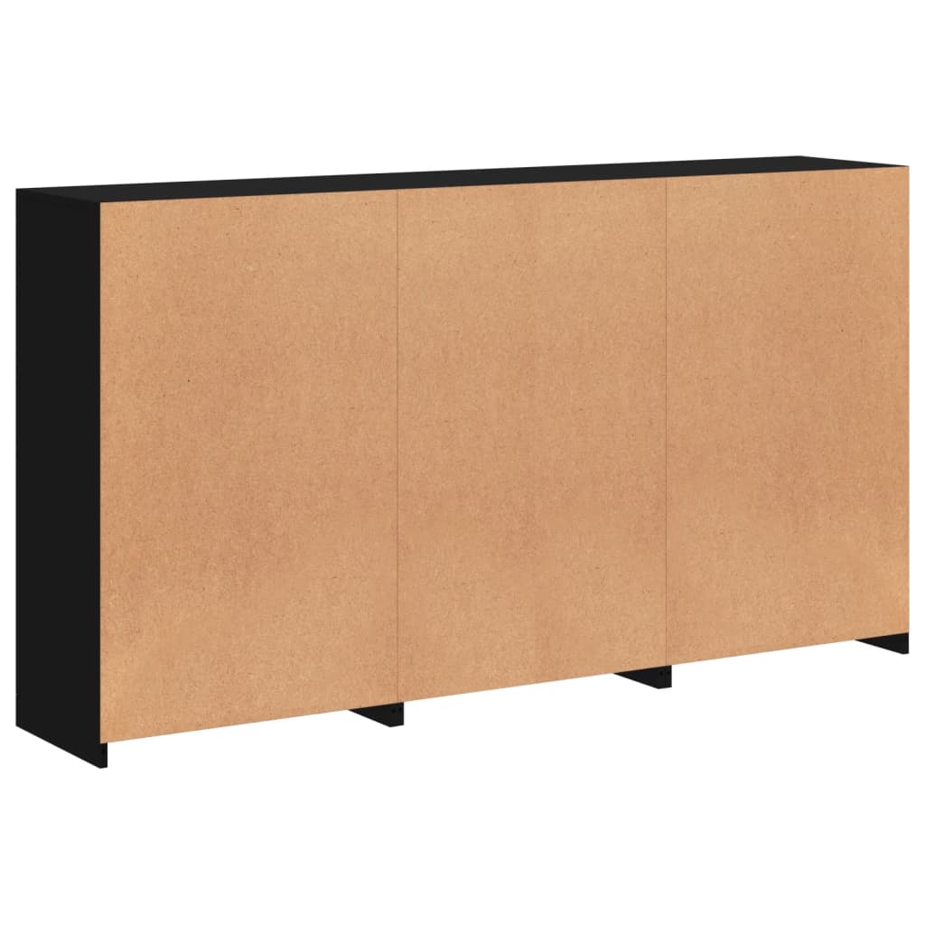 Sideboard with LED Lights Black 181.5x37x100 cm