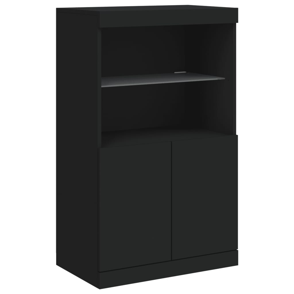 Sideboard with LED Lights Black 181.5x37x100 cm