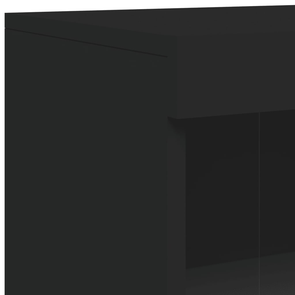 Sideboard with LED Lights Black 181.5x37x100 cm