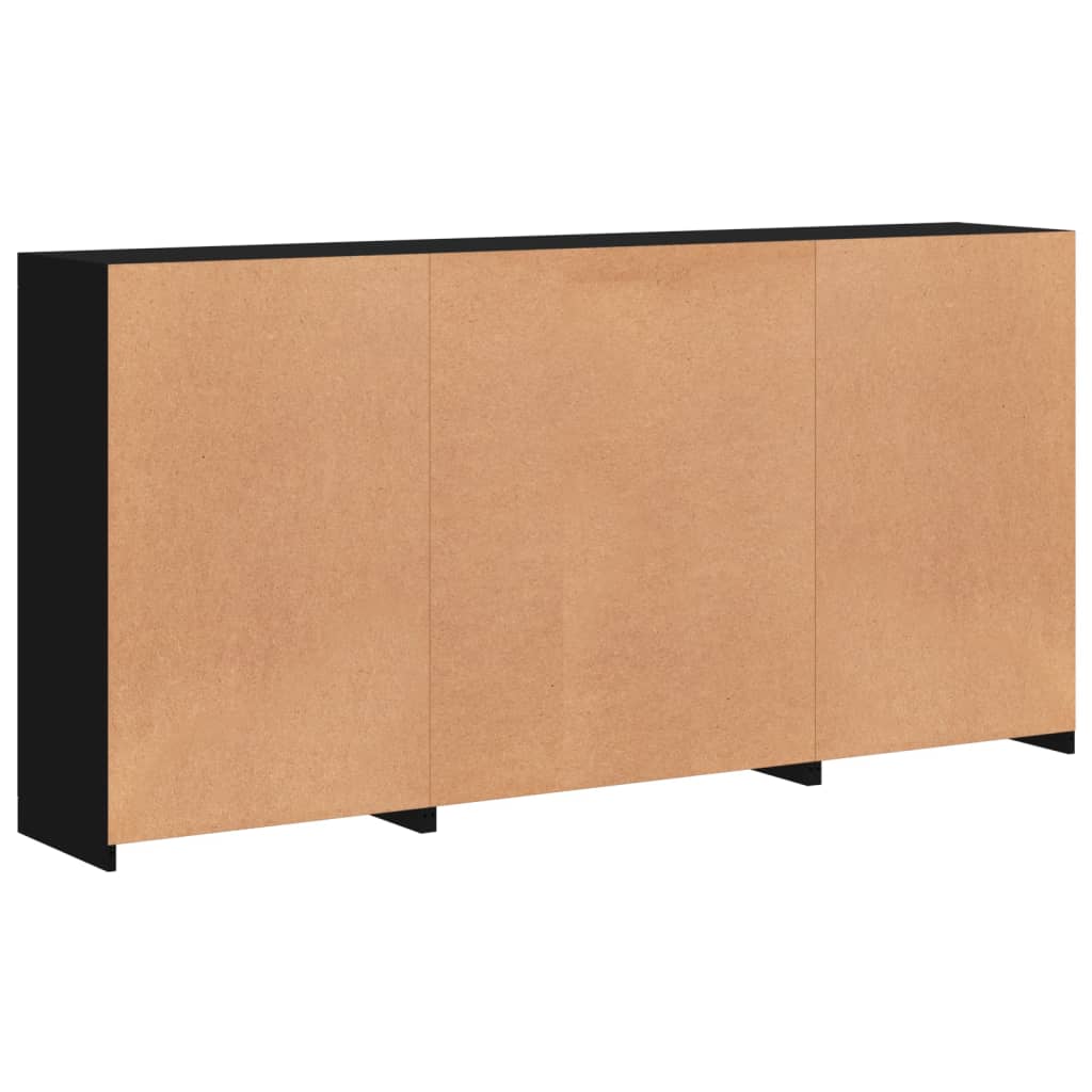 Sideboard with LED Lights Black 202x37x100 cm