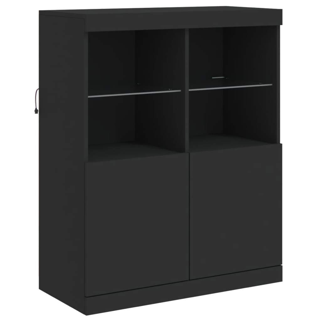 Sideboard with LED Lights Black 202x37x100 cm